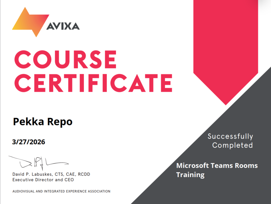 AVIXIA MTR-certificate